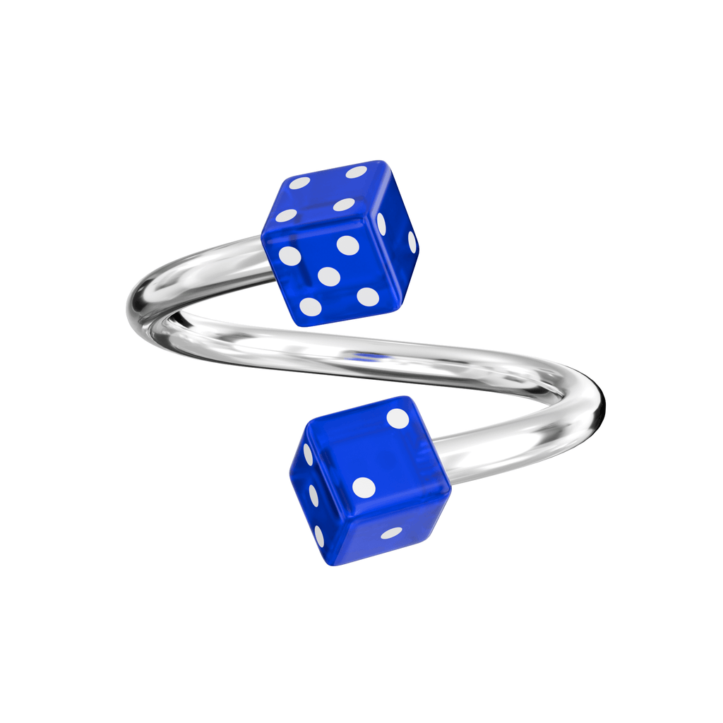 316L Surgical Steel Spiral Barbell with UV Dice