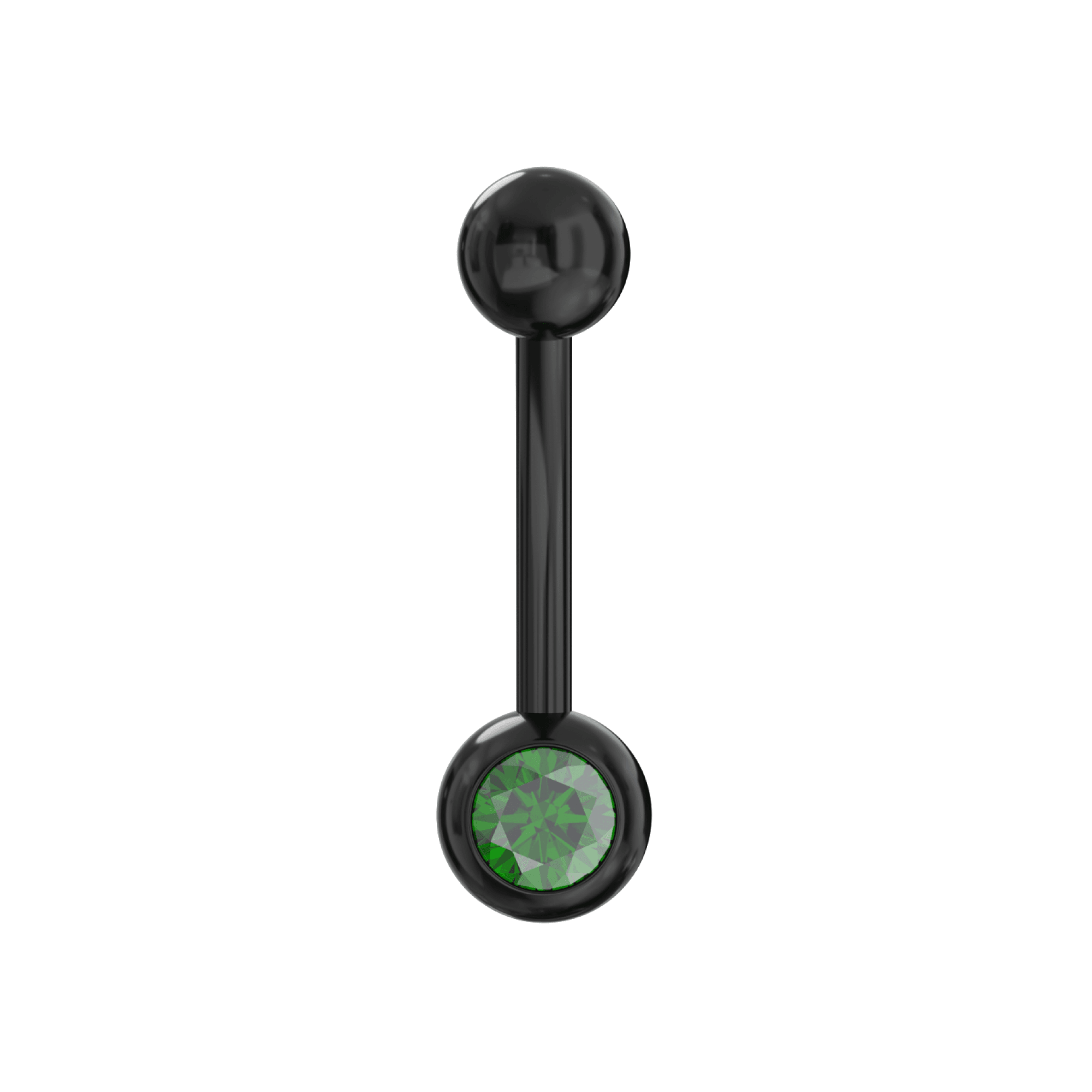 316L Surgical Steel Black Cubic Zirconia Studded Belly Ring