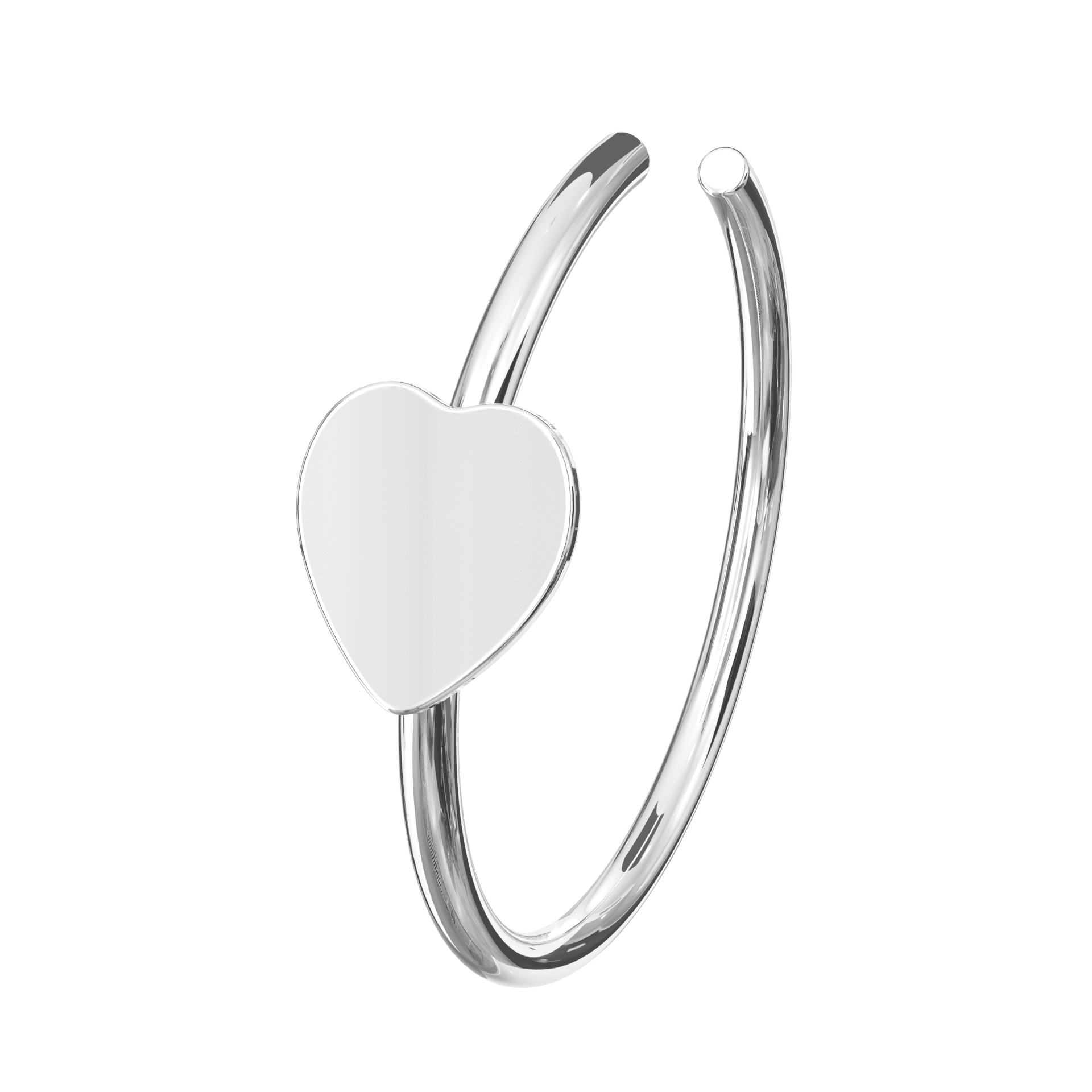 925 Sterling Silver Seamless Heart Nose Hoop Ring