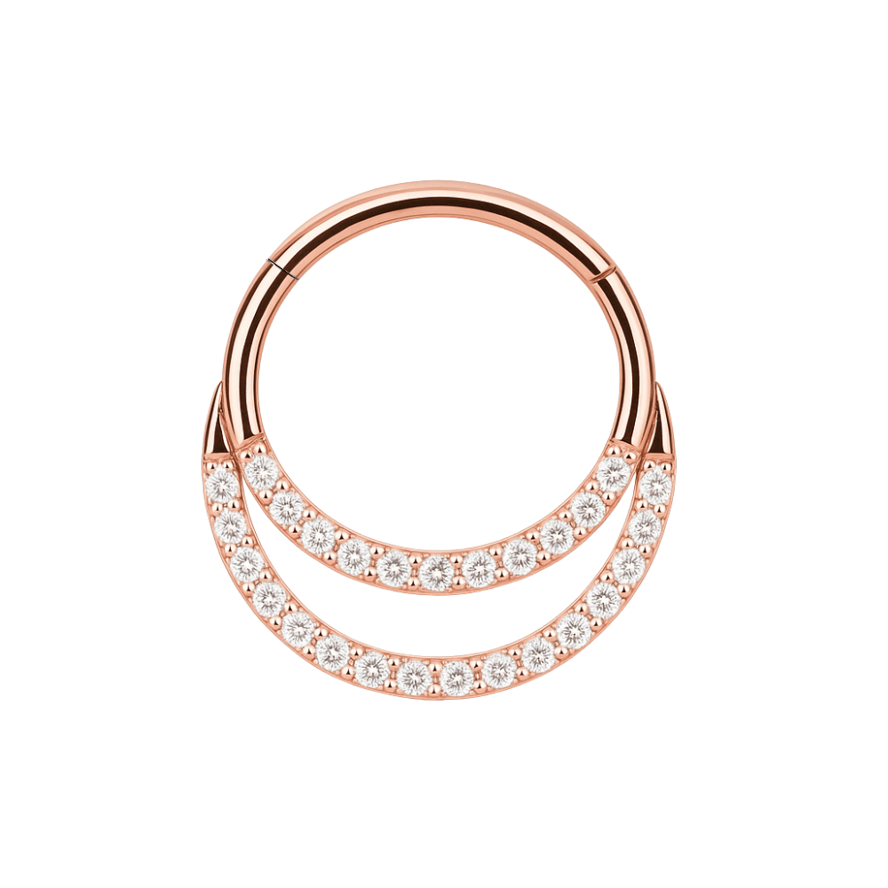316L Surgical Steel Crescent Moon Crystal Hinged Segment Clicker Ring