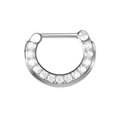 316L Surgical Steel 5 Round Cubic Zirconia Paved Septum Clicker Ring