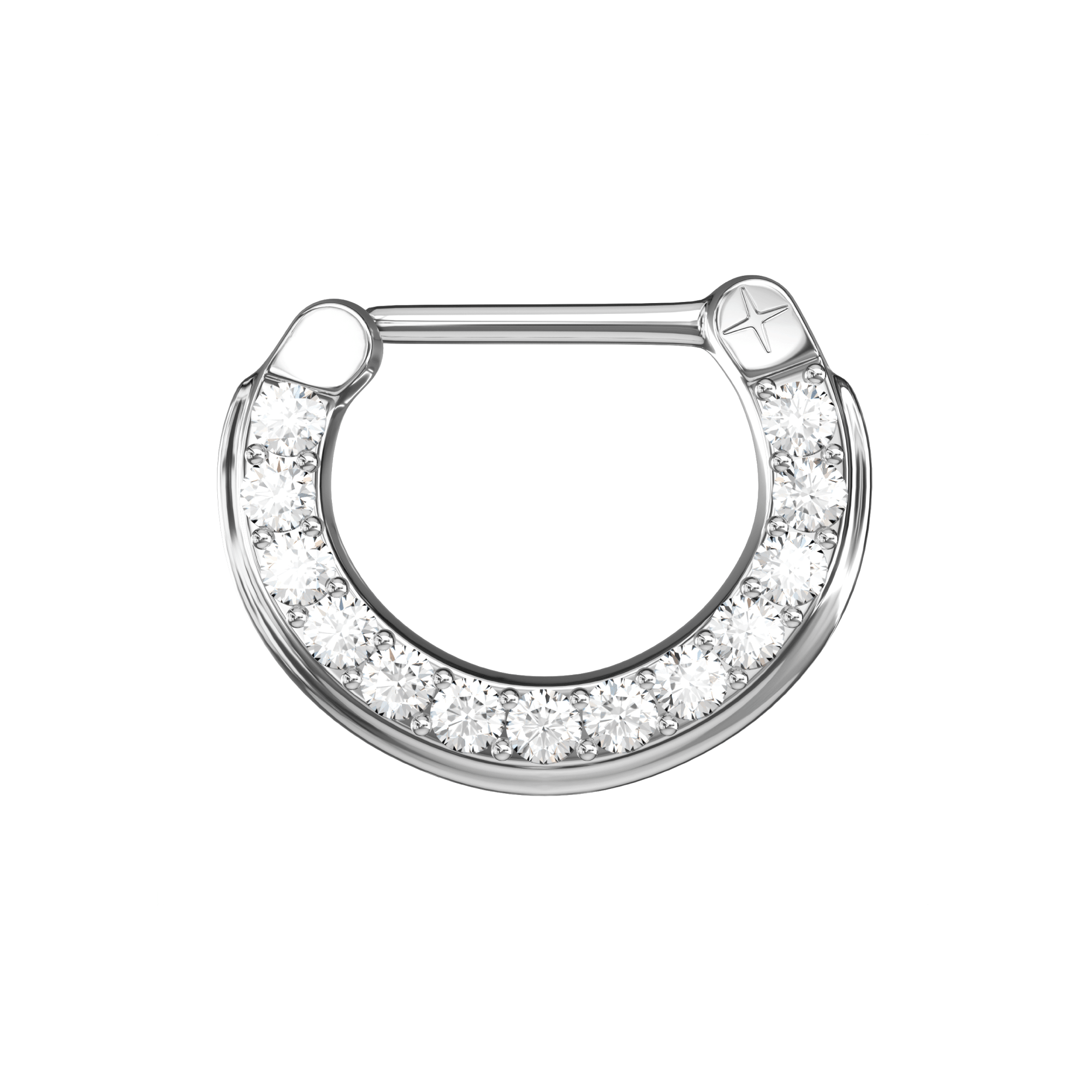 316L Surgical Steel 5 Round Cubic Zirconia Paved Septum Clicker Ring