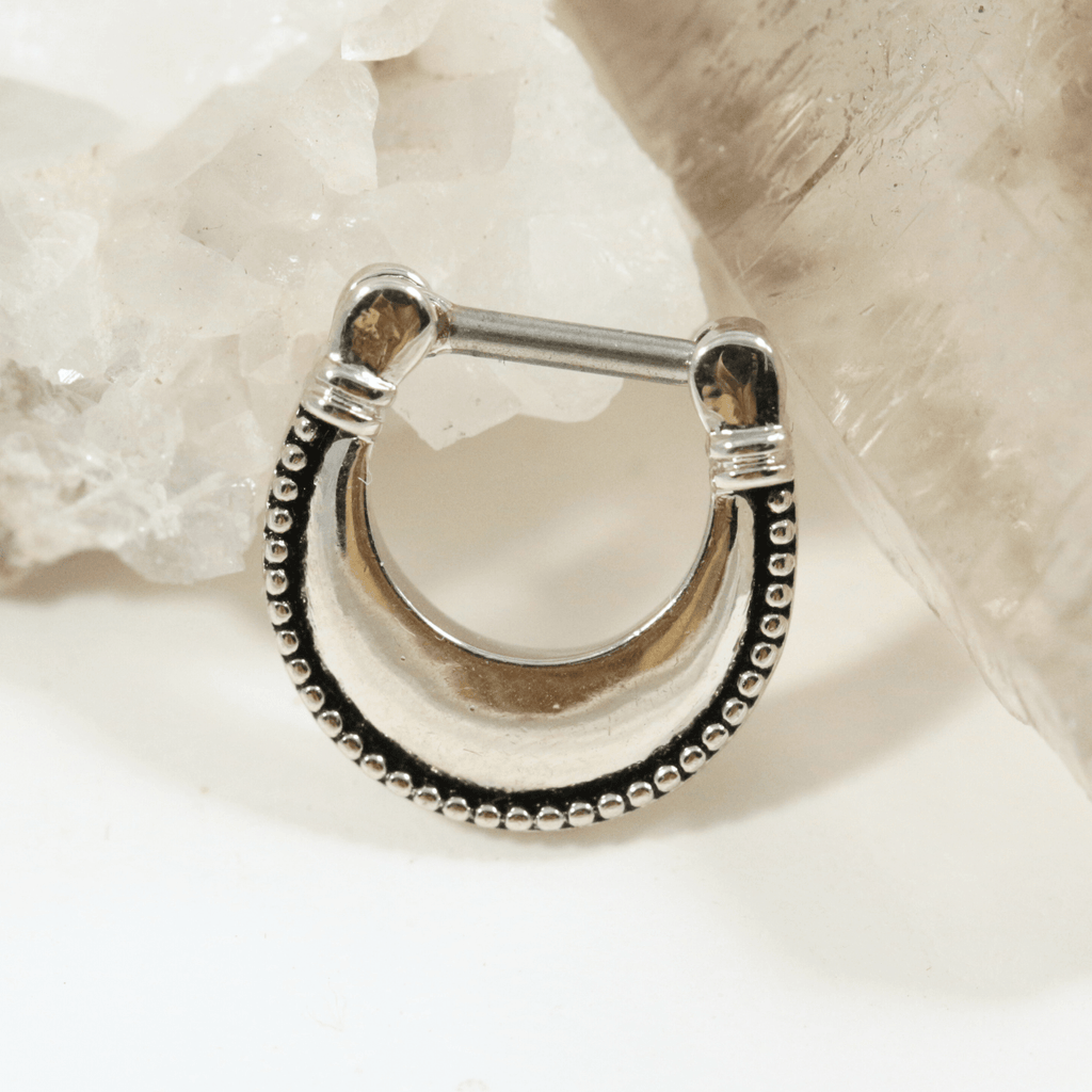 316L Surgical Steel Plain Dotted Jewelled Septum Clicker Ring