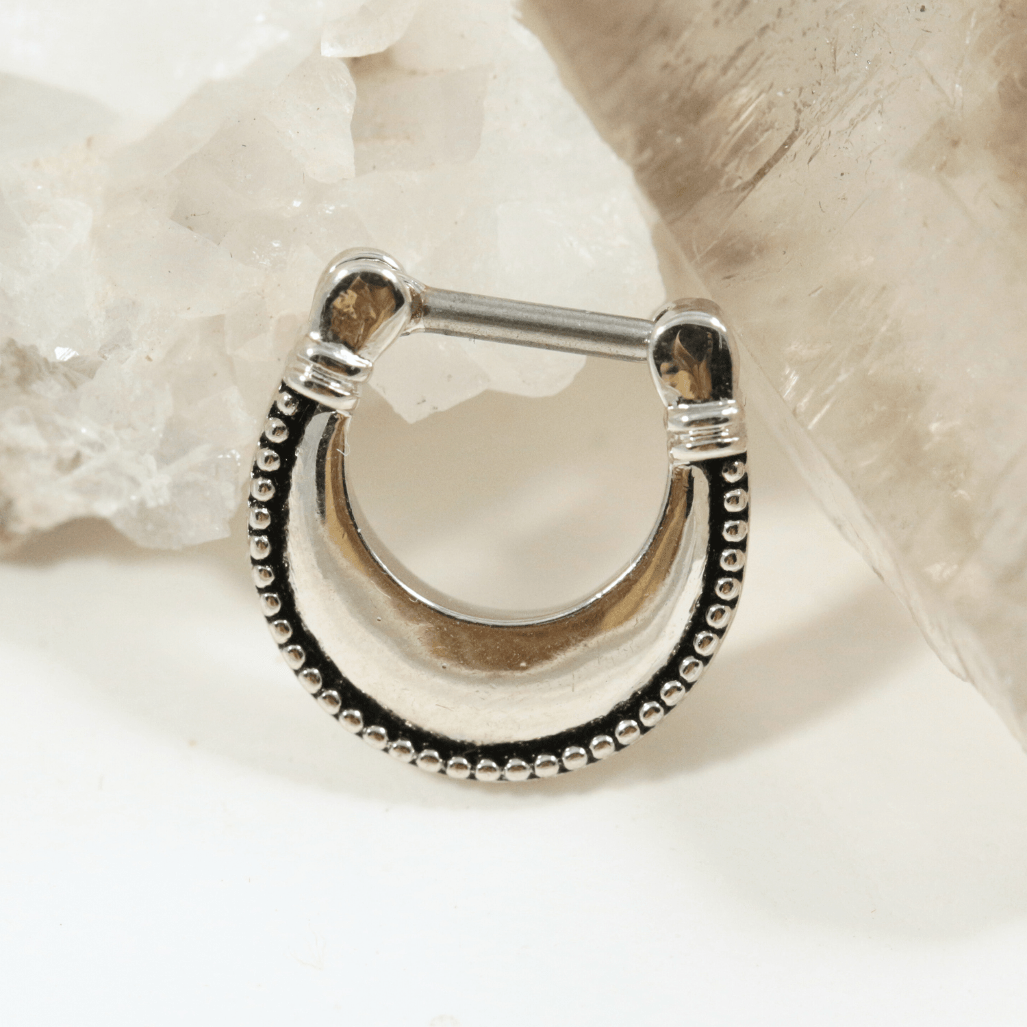 316L Surgical Steel Plain Dotted Jewelled Septum Clicker Ring