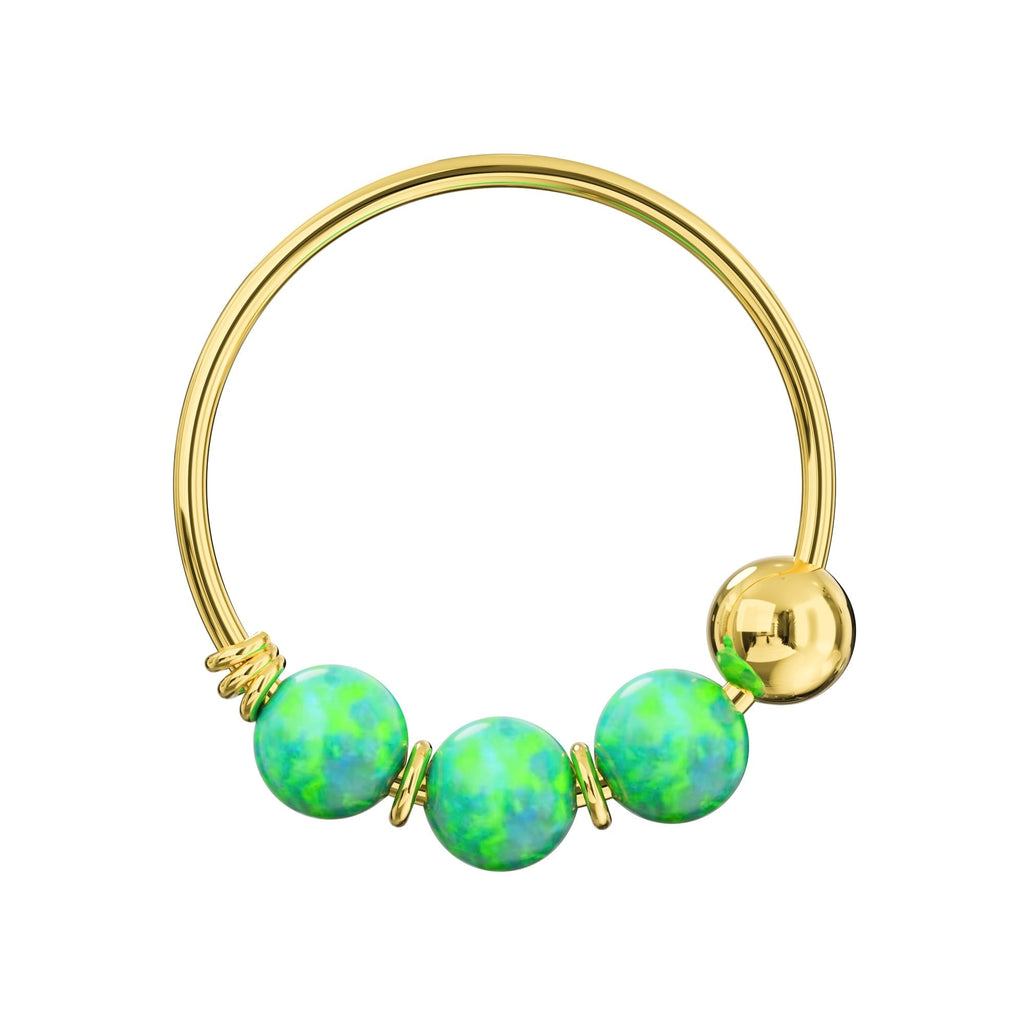 9K Gold Opal Hoop Nose Ring
