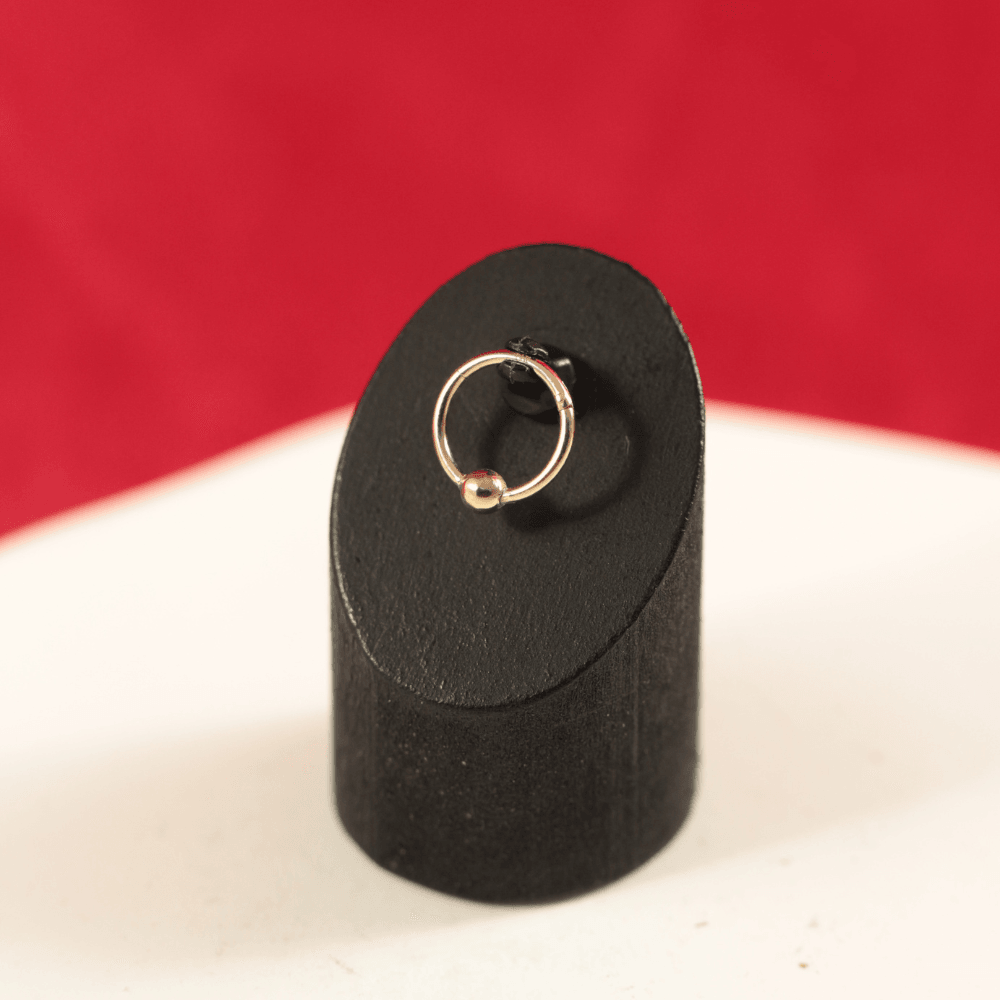 14K Gold Hinged Segment Clicker Ring with Plain Ball
