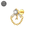 G23 Titanium CZ Jewelled with Chain Fancy Design Thread-less Push-Fit With Flatback Stud
