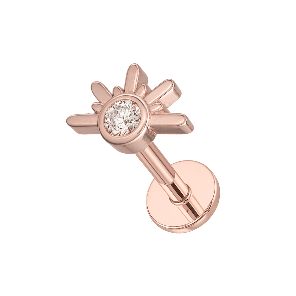 316L Surgical Steel Sunset CZ Jewelled Flatback Stud
