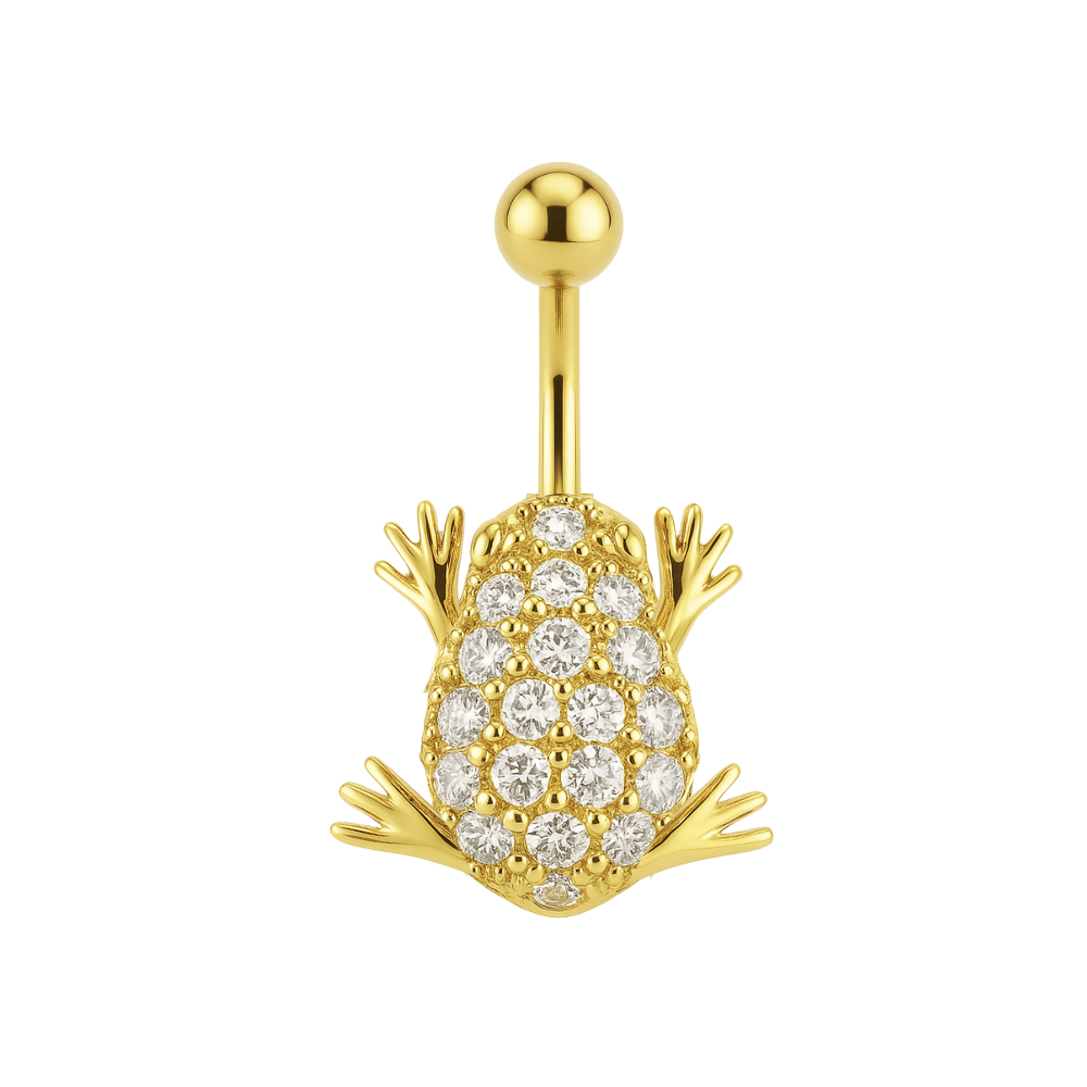 14K Gold Jewelled Frog Belly Ring