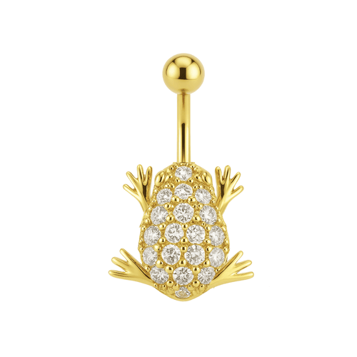 14K Gold Jewelled Frog Belly Ring
