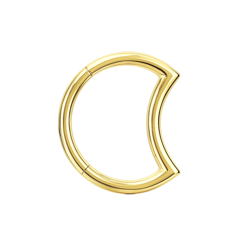14K Gold Crescent Segment Clicker Ring