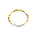 14K Gold Round CZ Jewelled Oval Shape Segment Clicker Ring