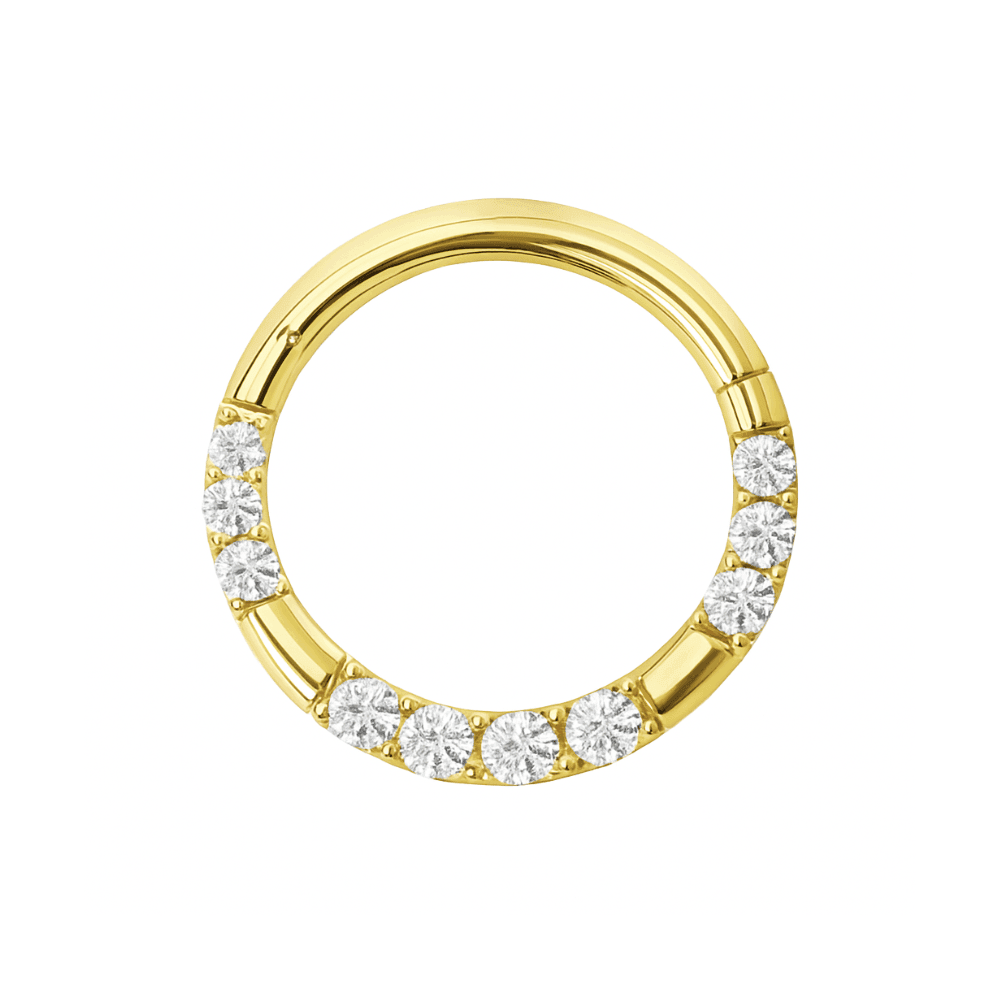 9K Gold Cubic Zirconia Hinged Segment Clicker Ring