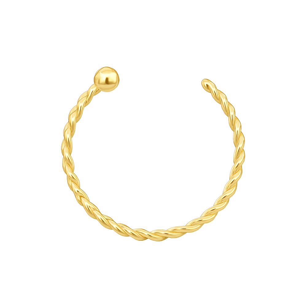 9K Gold Twisted Open Hoop Nose Ring