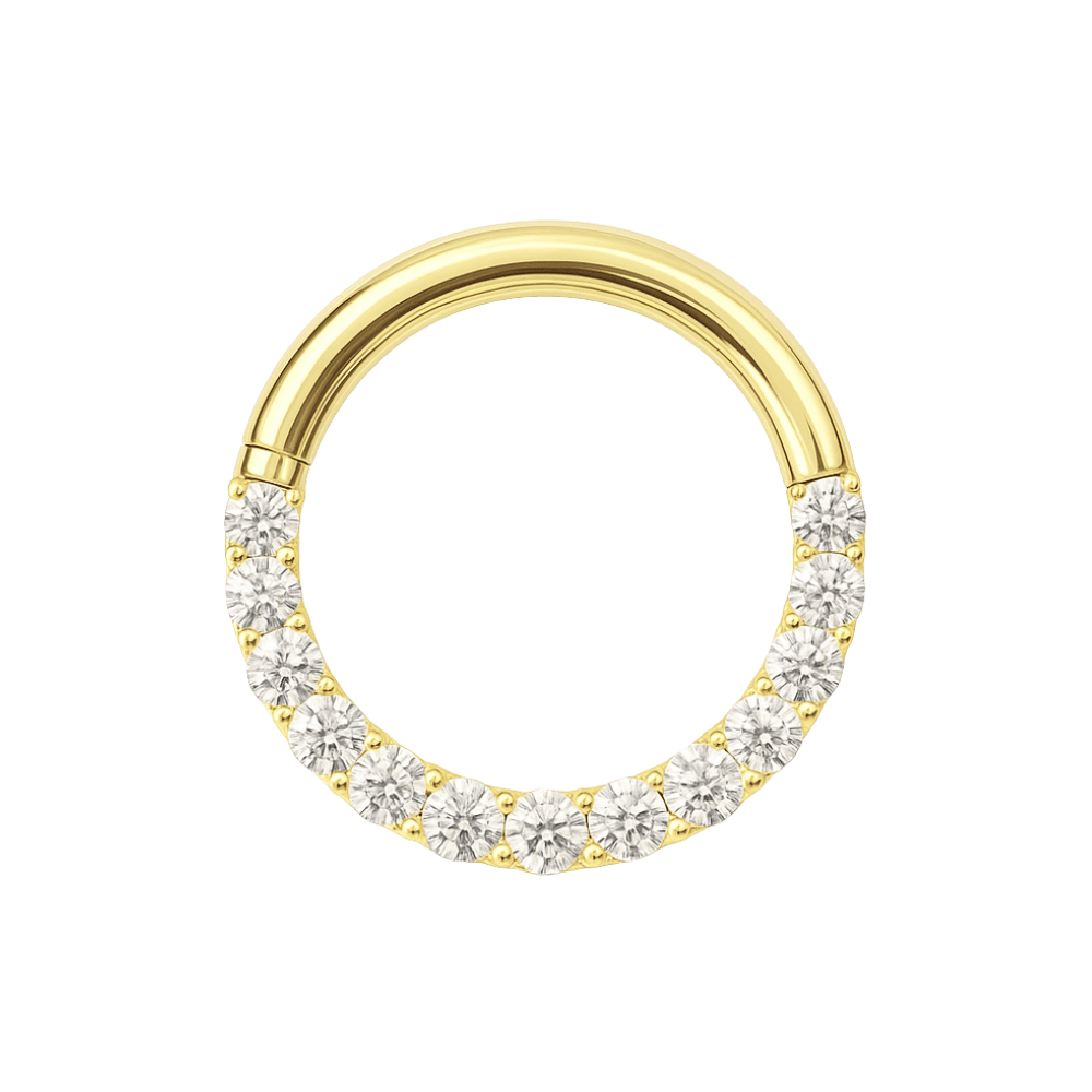 9K Gold Continuous Cubic Zirconia Hinged Segment Clicker Ring