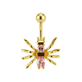 14K Gold Pink Jewelled Spider Belly Ring