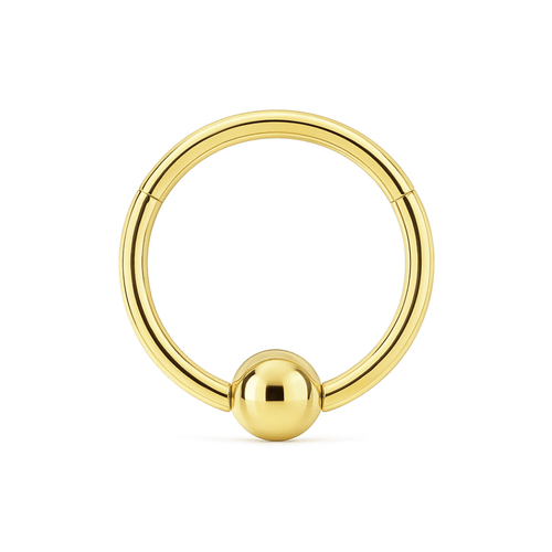 14K Gold Hinged Segment Clicker Ring with Plain Ball