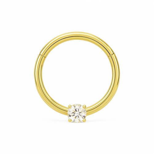 14K Gold 2mm Jewelled CZ Hinged Segment Clicker Ring