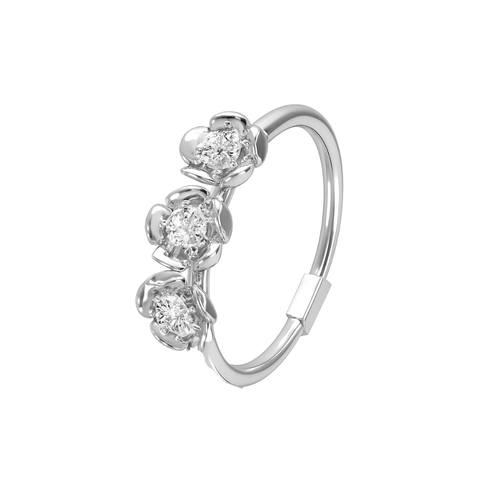 316L Surgical Steel CZ Jewelled Triple Flower Hinged Segment Clicker