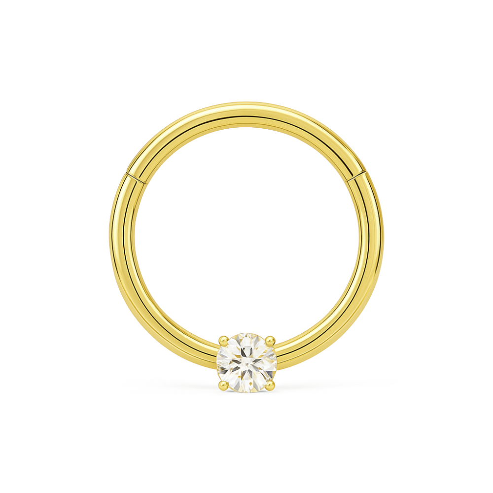 9K Gold Single Cubic Zirconia Hinged Segment Clicker Ring