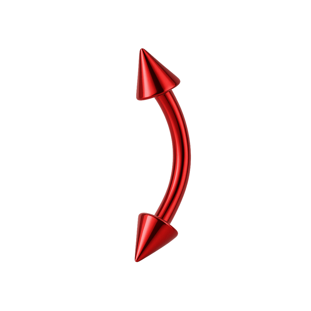 316L Surgical Steel Coloured Curved Bar with Cone