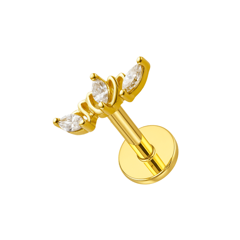 316L Surgical Steel Triple Marquise CZ Ear Stud