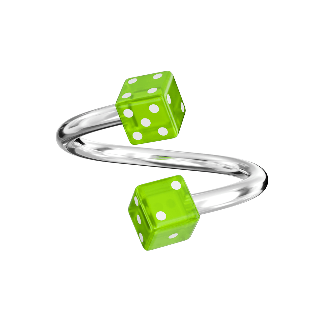 316L Surgical Steel Spiral Barbell with UV Dice