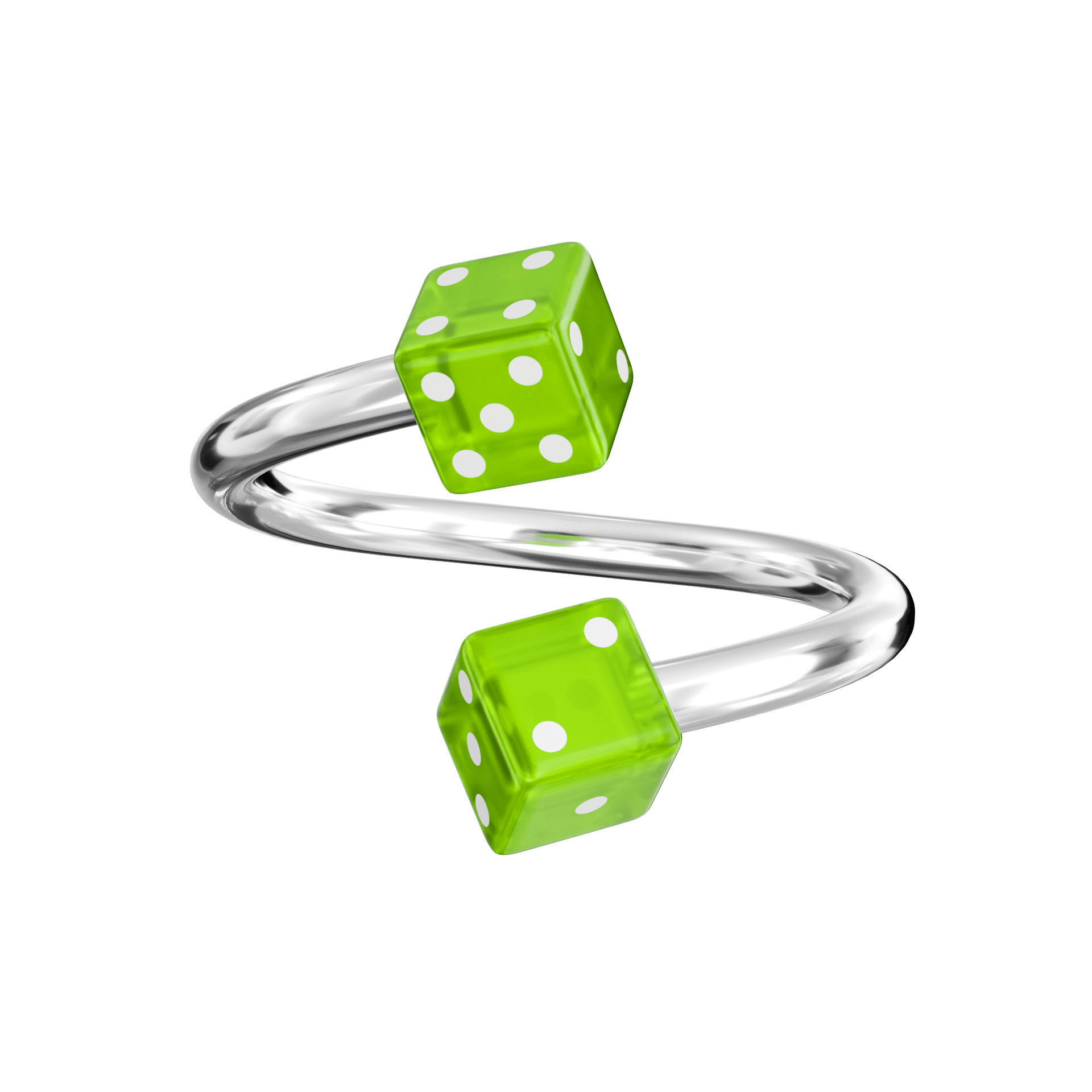 316L Surgical Steel Spiral Barbell with UV Dice
