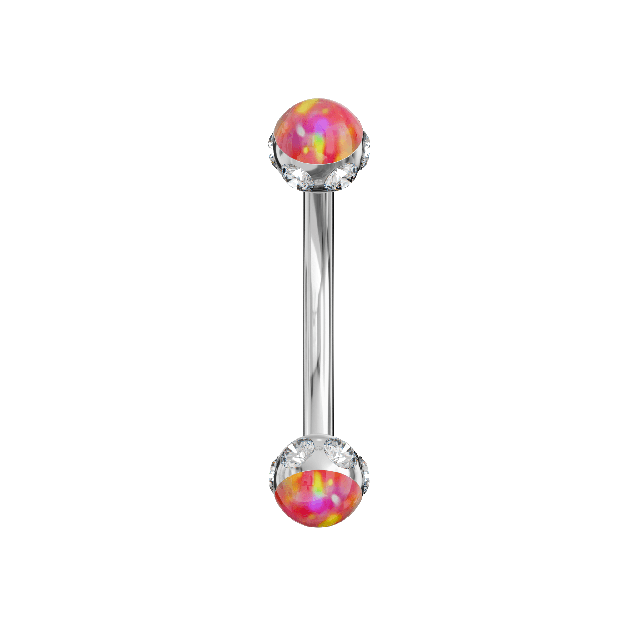 316L Surgical Steel Multi CZ and Opal Jewelled Curved Eyebrow Bar