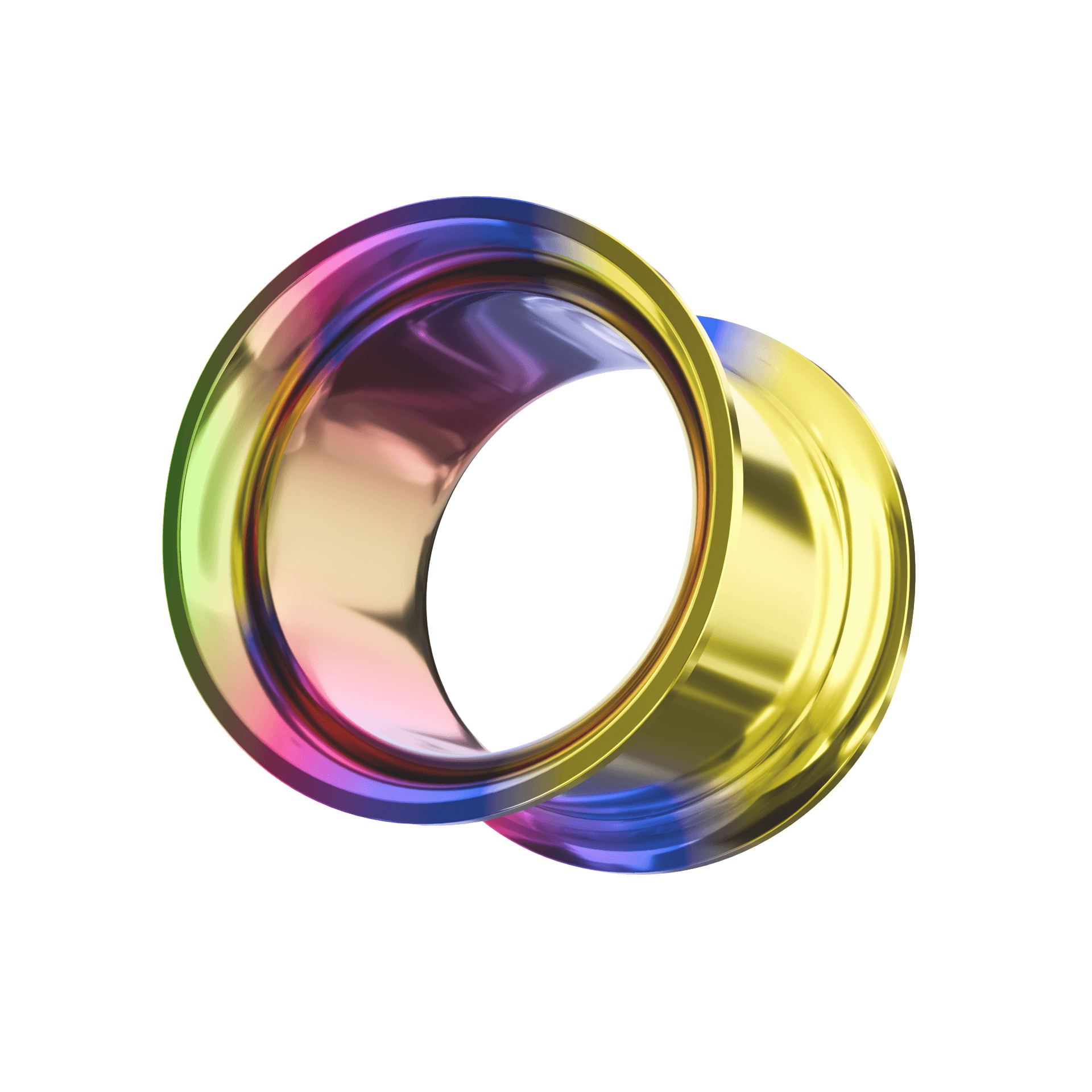 316L Surgical Steel Double Flared Rainbow Internally Threaded Tunnel