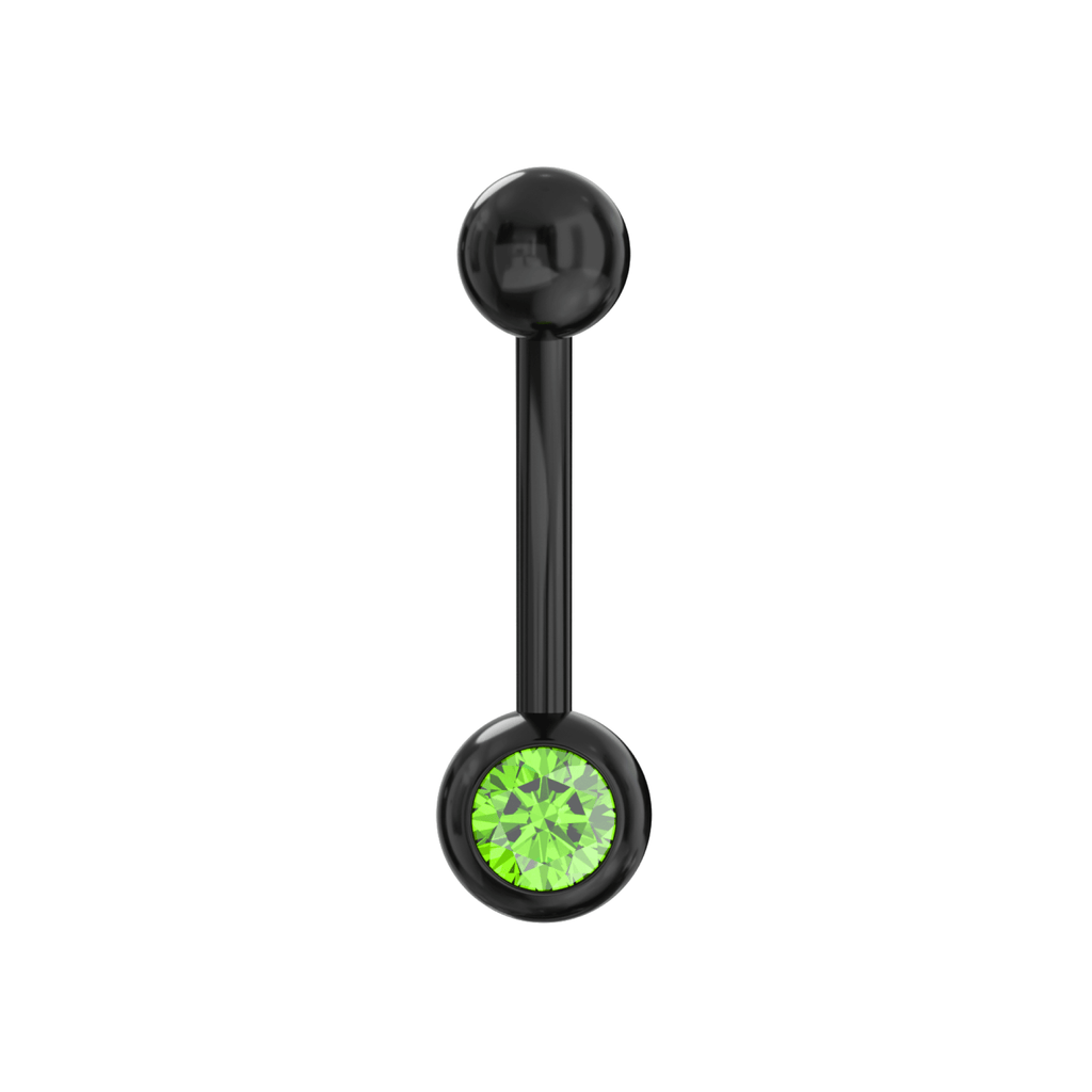 316L Surgical Steel Black Cubic Zirconia Studded Belly Ring
