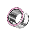 316L Surgical Steel With Pink Ball Black Edge Top Flesh Tunnel