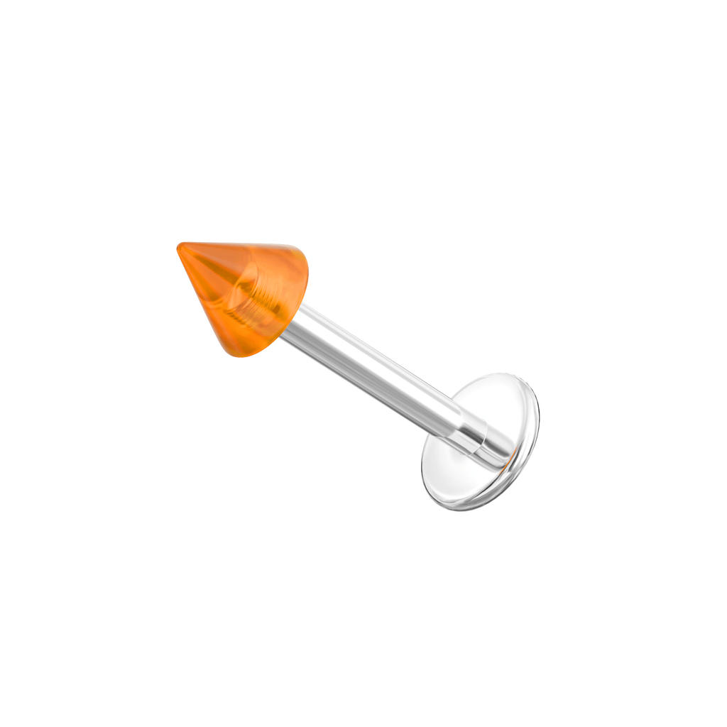 316L Surgical Steel Labret with Transparent Neon UV Cone (Pack of 10)