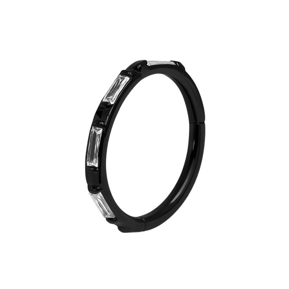 316L Surgical Steel Inlay Crystal Hinged Clicker Segment Ring