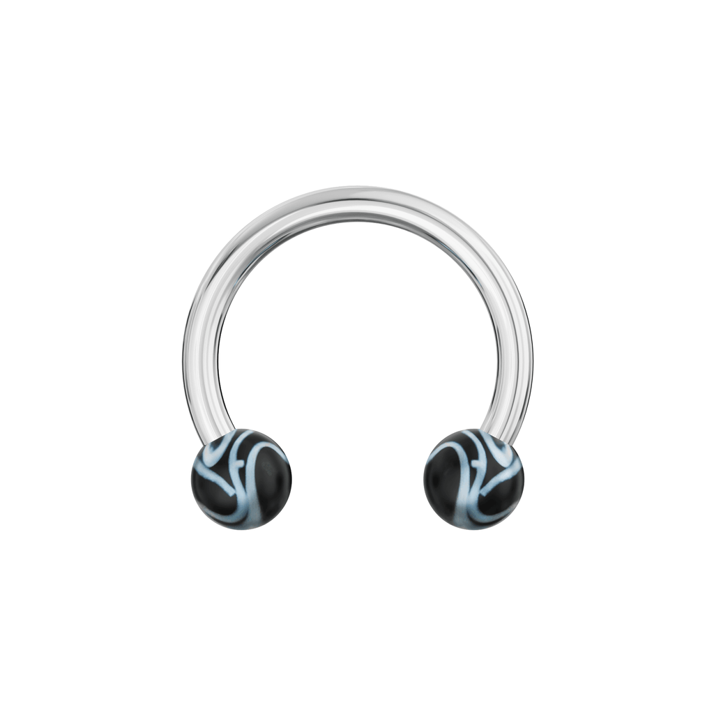 316L Surgical Steel Circular Barbell With Marble UV Balls (Pack of 10)