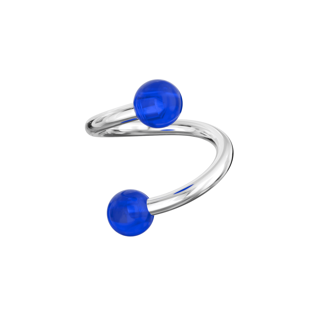 316L Surgical Steel Twisted Barbell With Glossy UV Ball (Pack of 10)