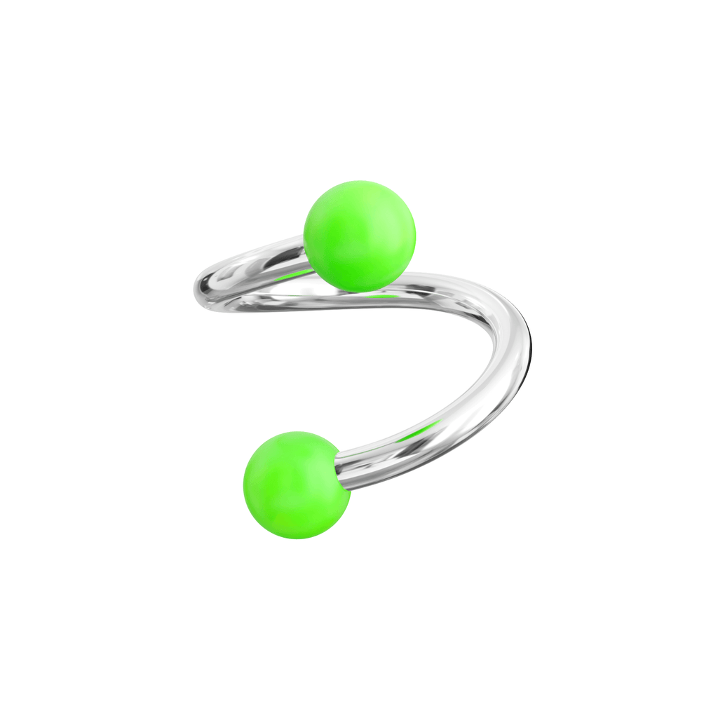 316L Surgical Steel Eyebrow Twisted Barbell with UV Colour Piercing Balls (Pack of 10)