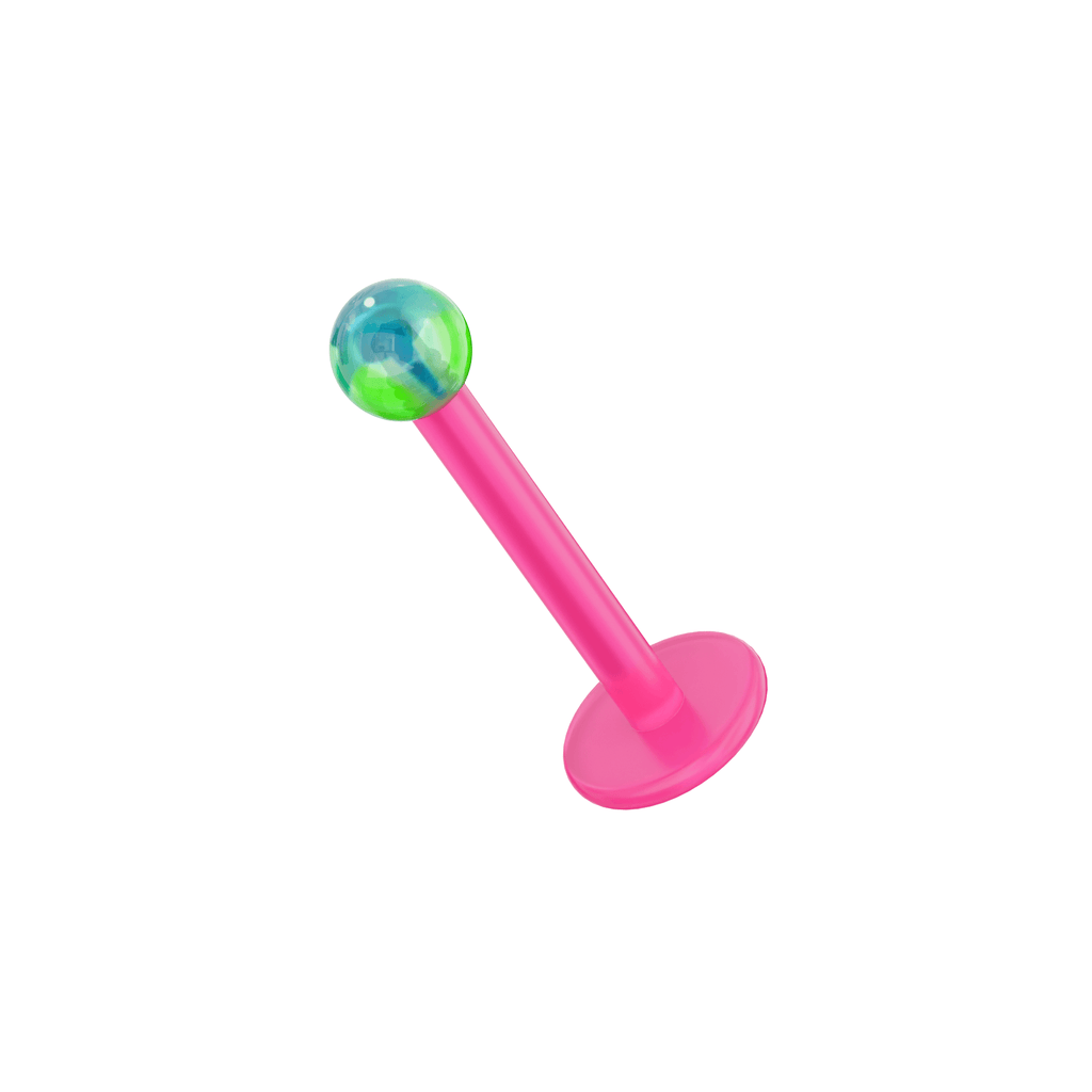 UV Pink Labret with Tye-Dye UV Ball (Pack of 10)
