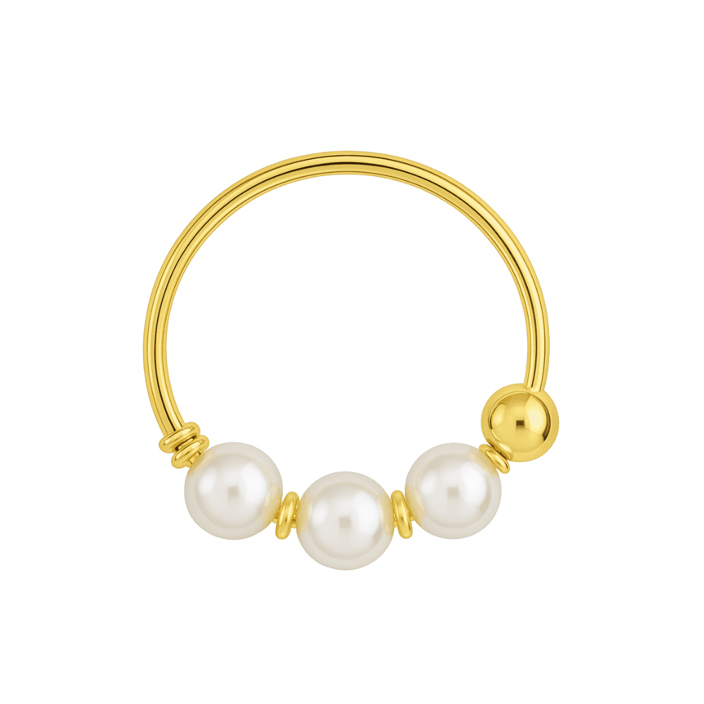 9K Gold Genuine Pearl Hoop Nose Ring