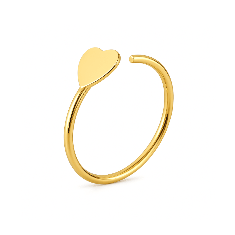 9K Gold Heart Top Open Hoop Nose Ring