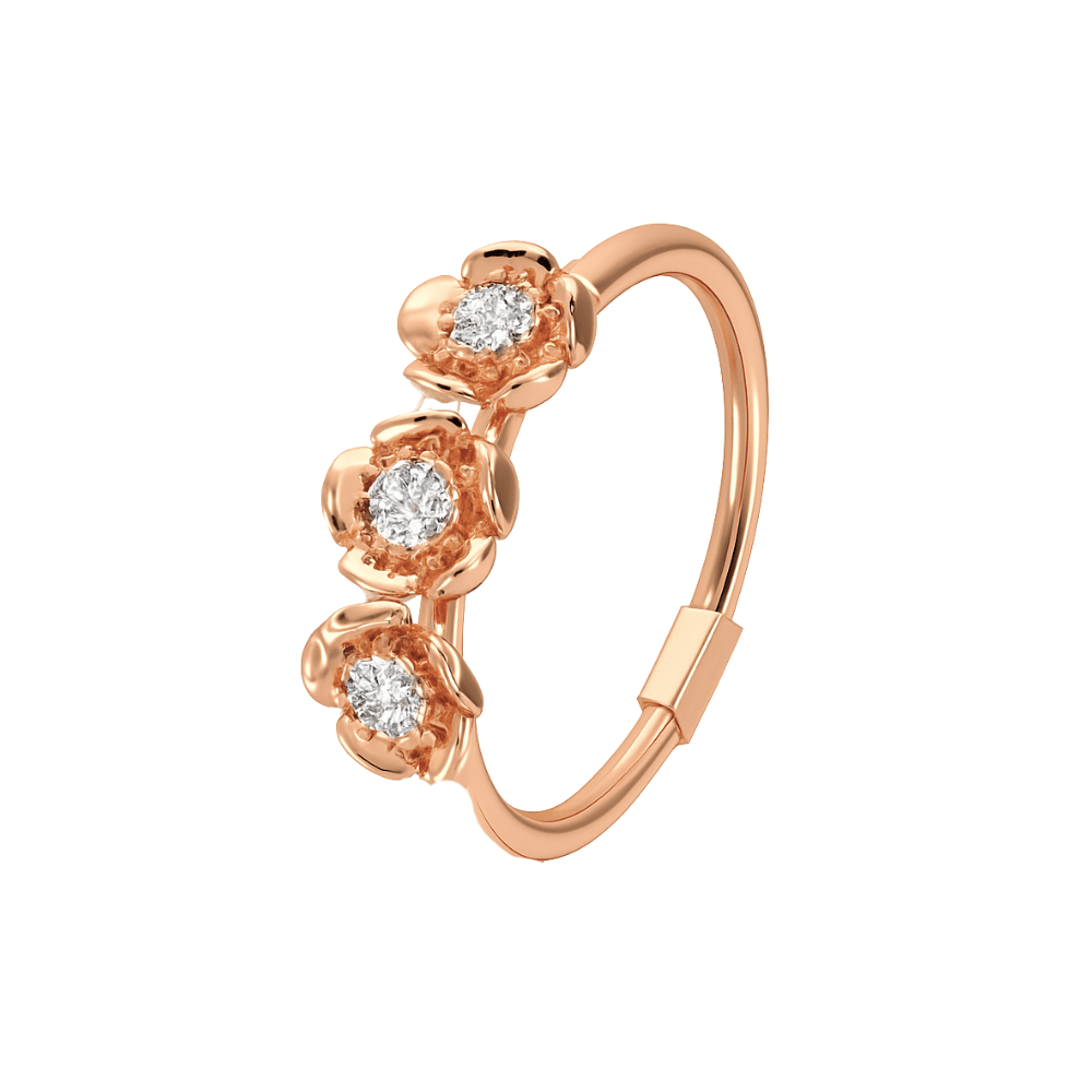 316L Surgical Steel CZ Jewelled Triple Flower Hinged Segment Clicker