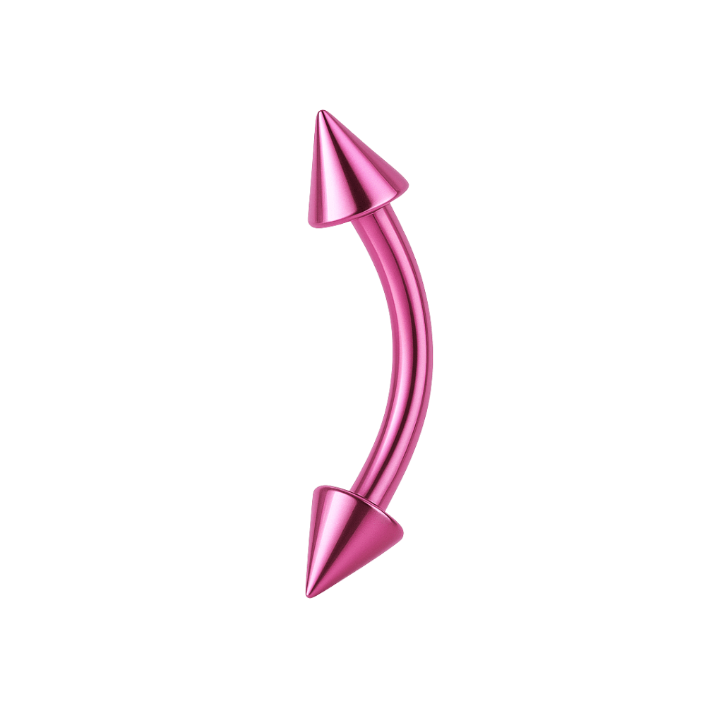 316L Surgical Steel Coloured Curved Bar with Cone