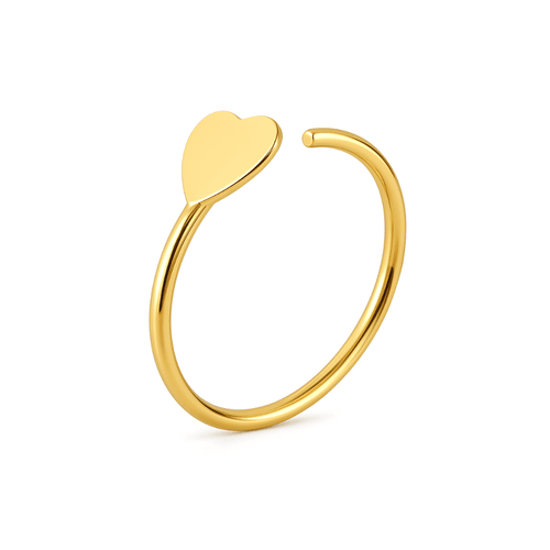 14K Gold Heart Open Gold Nose Hoop