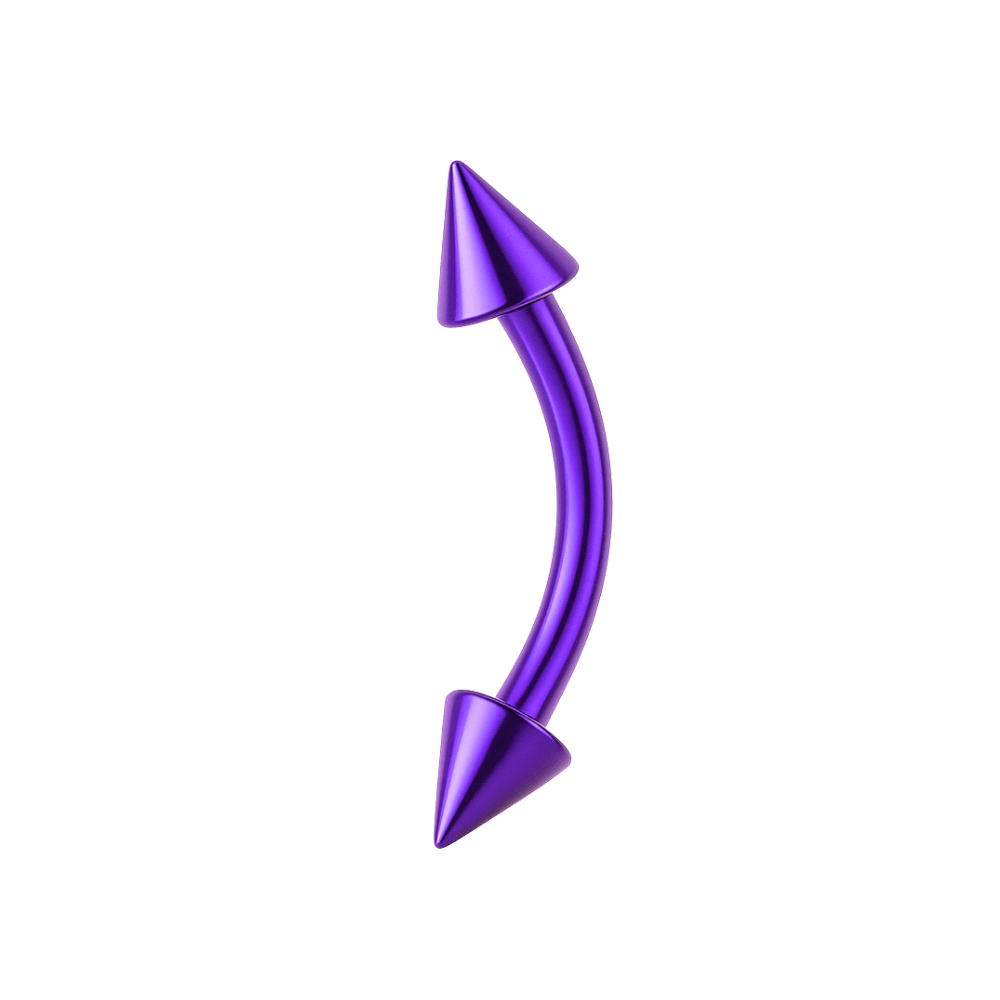 316L Surgical Steel Coloured Curved Bar with Cone