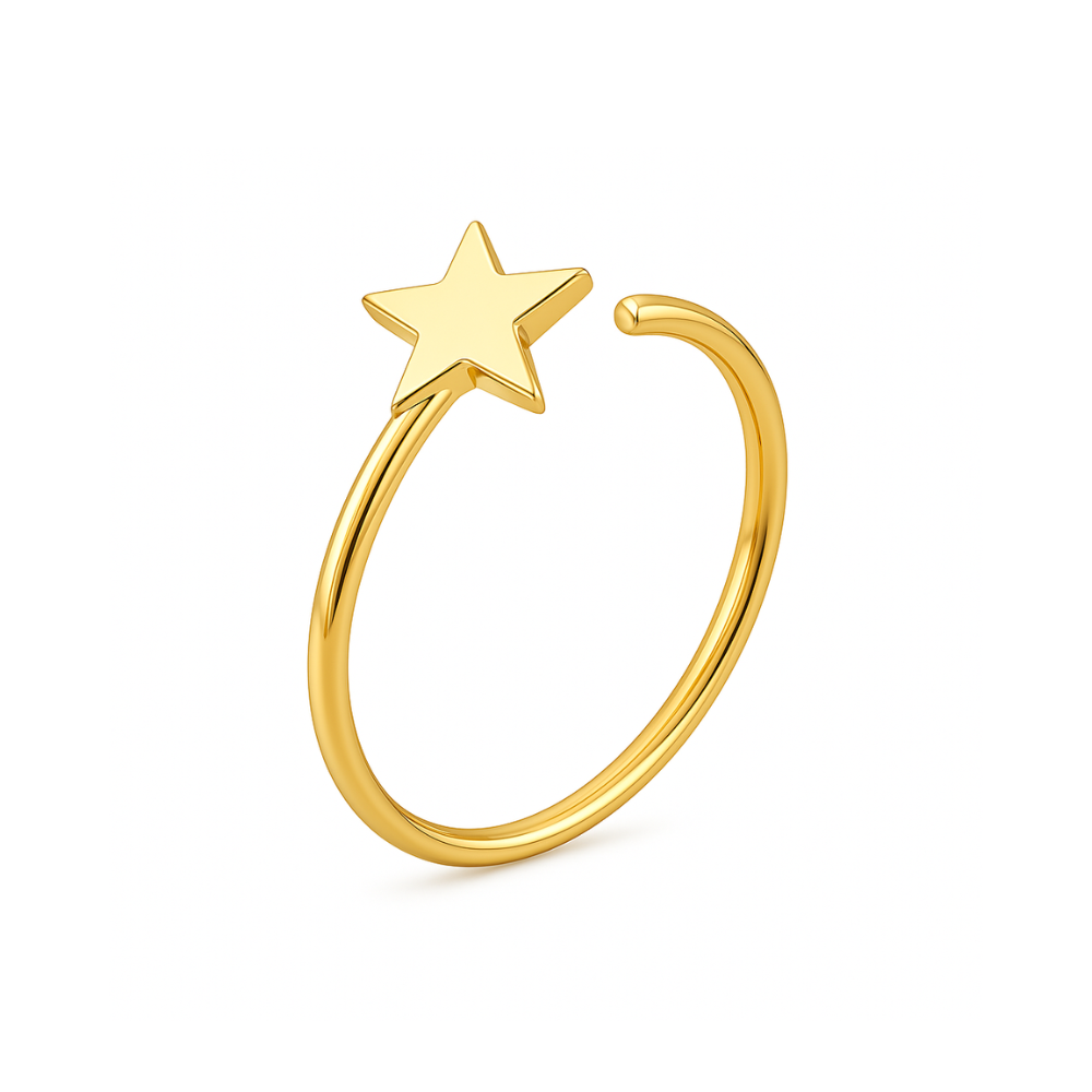 14K Gold Star Open Hoop Nose Ring