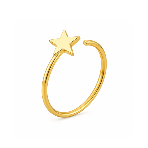 14K Gold Star Open Hoop Nose Ring