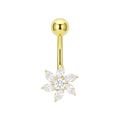 14K Gold Studded Pentas Fan Belly Ring