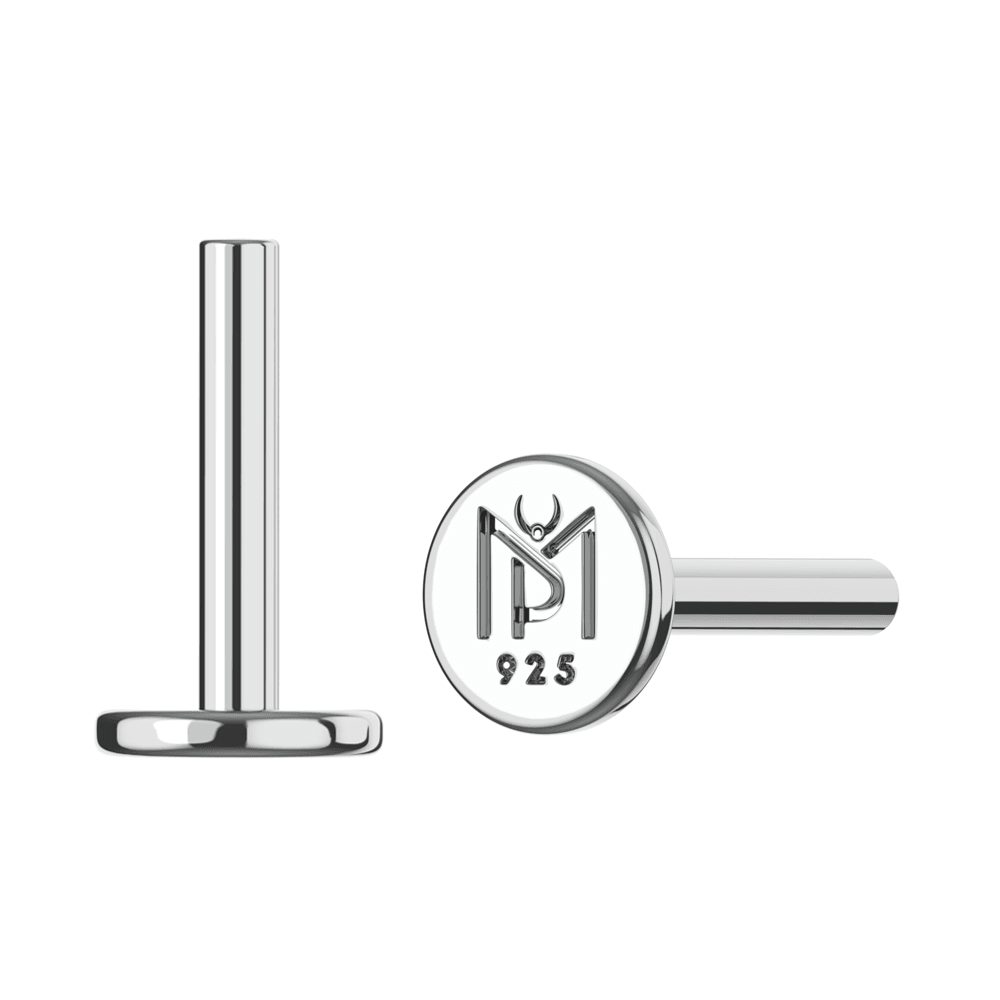 925 Sterling Silver Internally Threaded Flatback Labret Bar