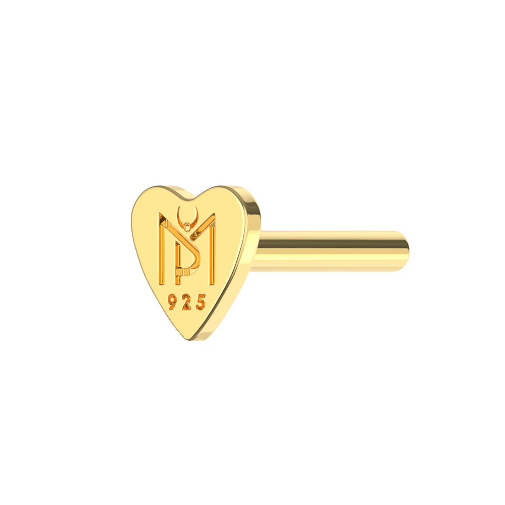 925 Sterling Silver Push-Fit Heart Back Labret Bar
