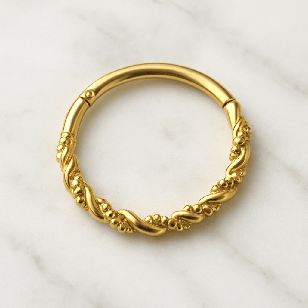 925 Sterling Silver Twisted Style Segment Clicker Ring